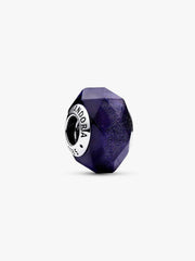 FINAL SALE - Faceted Blue Murano Glass Charm Sterling silver