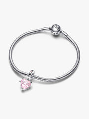 Pink Family Tree & Heart Dangle Charm Sterling silver