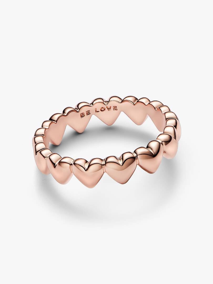 Row of Hearts Ring 14k rose gold plating