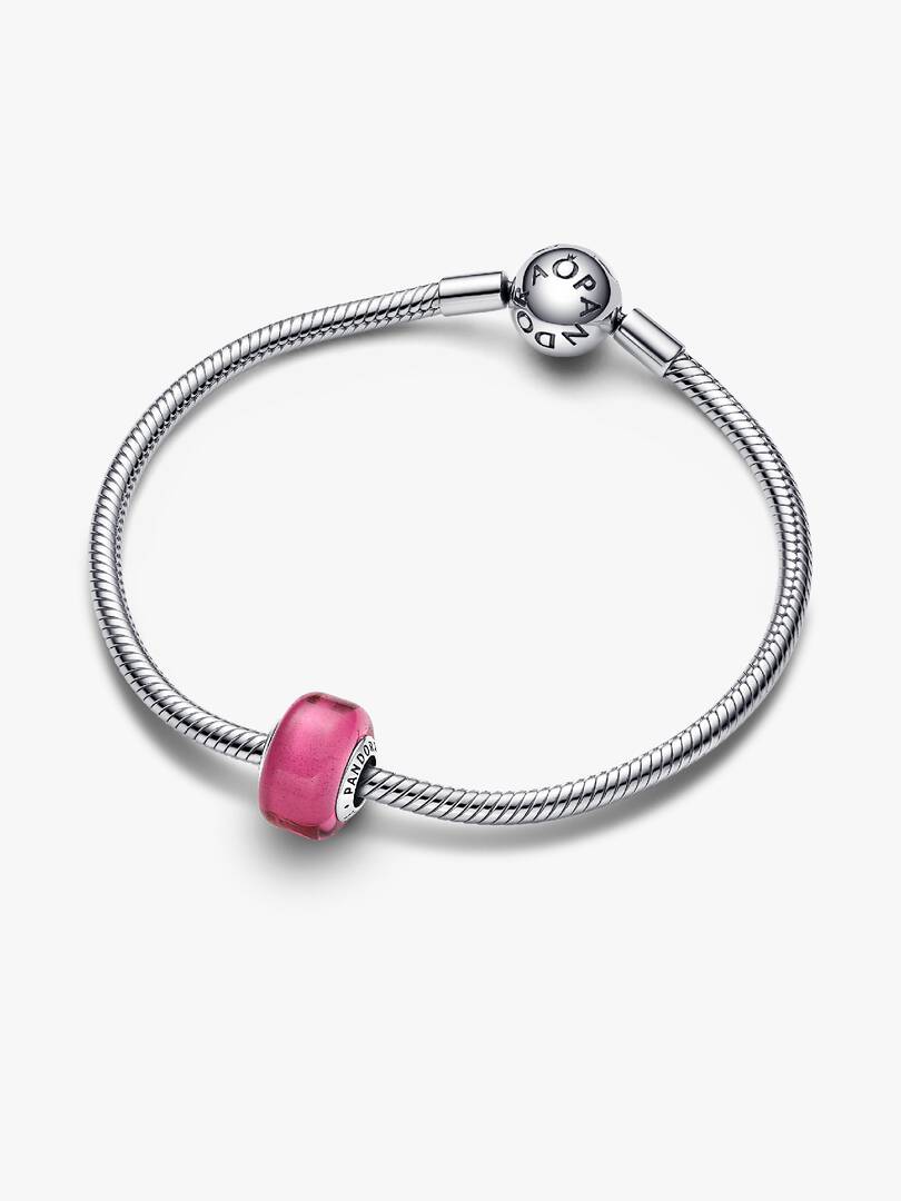 Pink Mini Murano Glass Charm Sterling silver