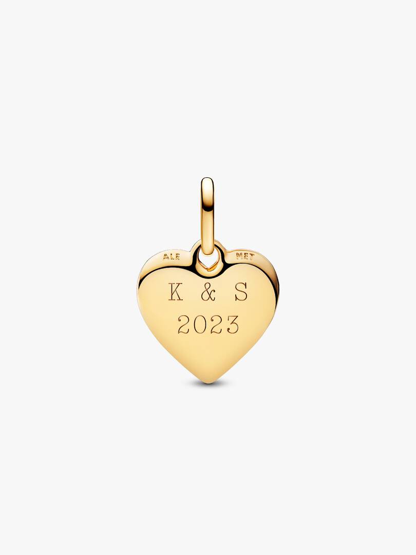 Engravable Heart Medallion Charm 14k gold plating
