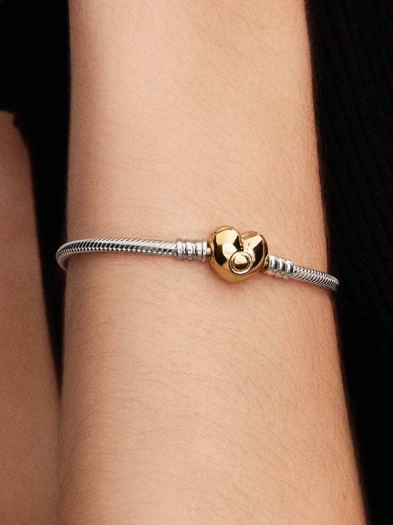 Heart Clasp Snake Chain Bracelet Sterling silver, 14k gold plating