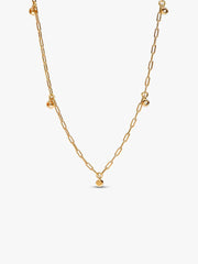 Pandora Era Bezel Lab-Grown Diamond Dangle Station Paperclip Chain Necklace 0.13 ct TW, 14k gold