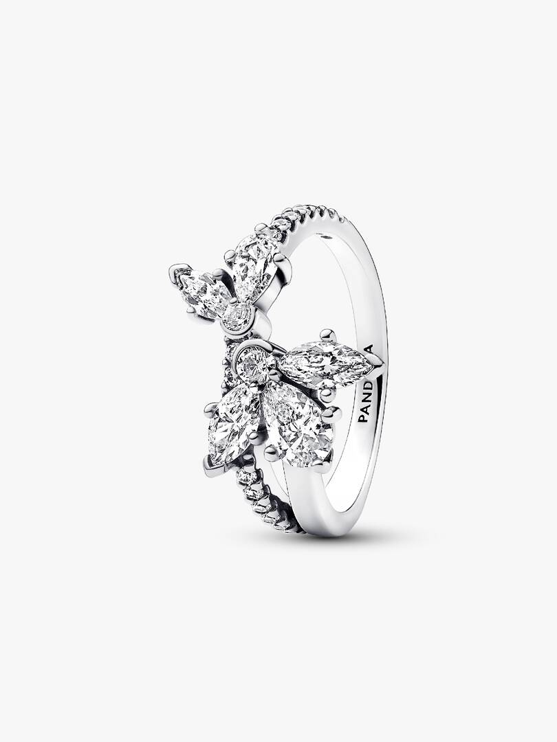 FINAL SALE - Sparkling Asymmetrical Herbarium Cluster Ring Sterling silver