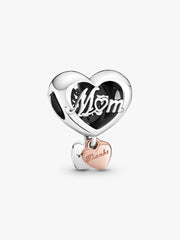 Thank You Mum Heart Charm Sterling silver, 14k rose gold plating