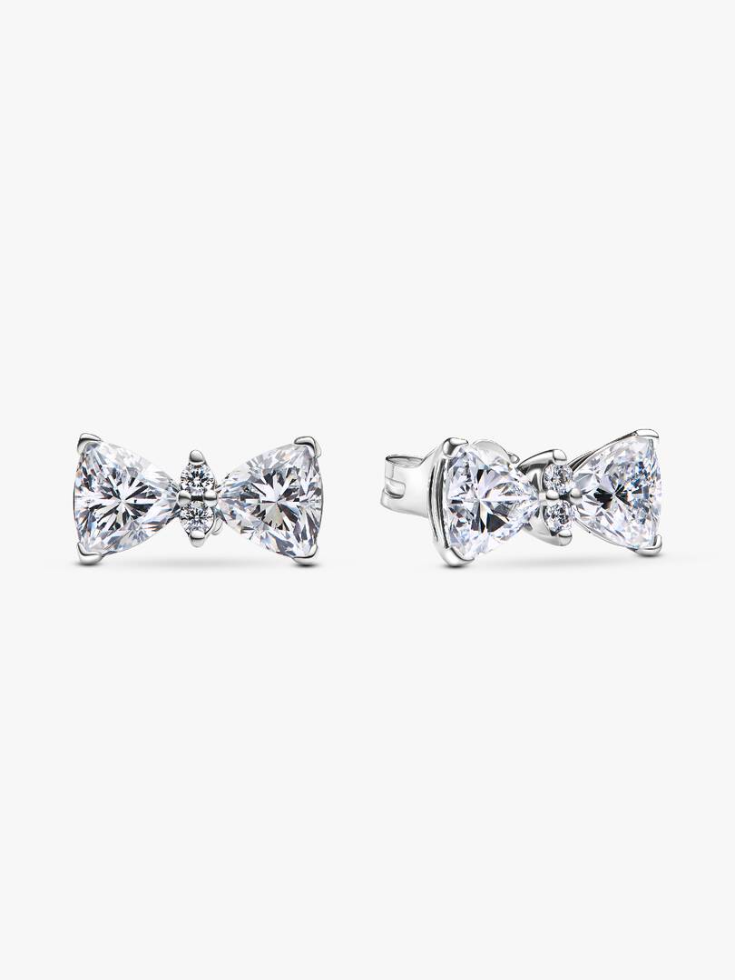 Sparkling Bow Stud Earrings Sterling silver