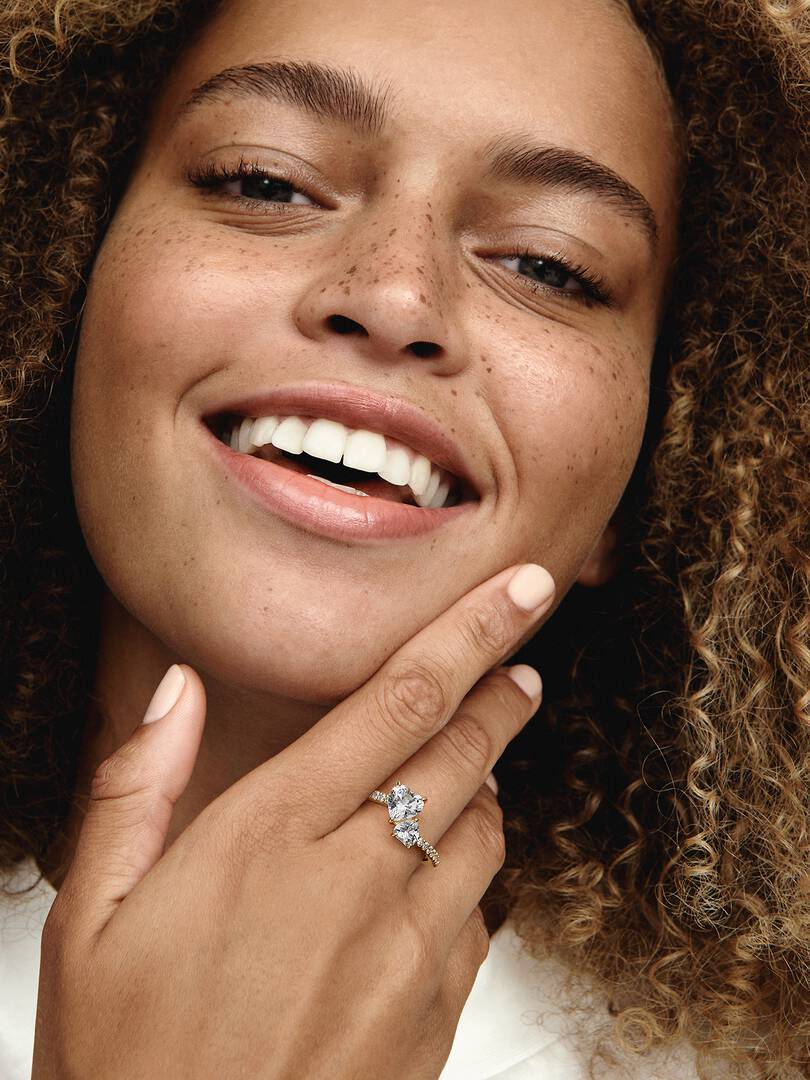 Double Heart Sparkling Ring 14k gold plating