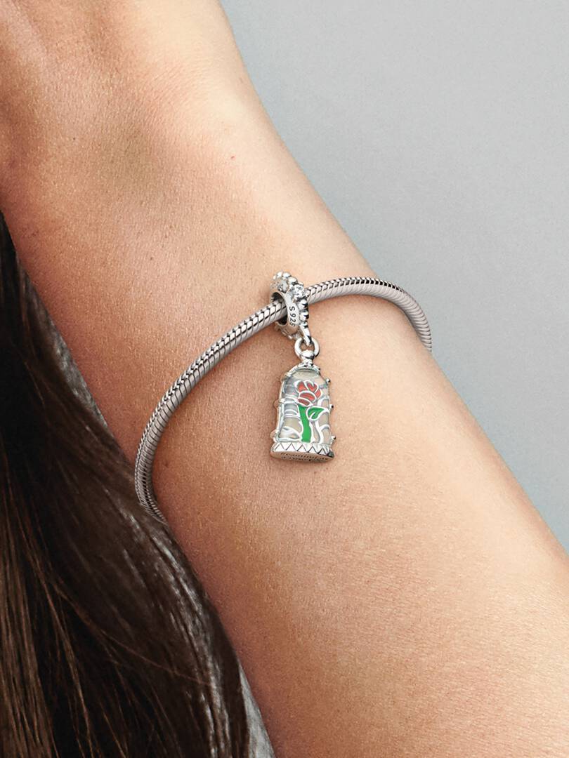 Disney Beauty and the Beast Enchanted Rose Dangle Charm Sterling silver
