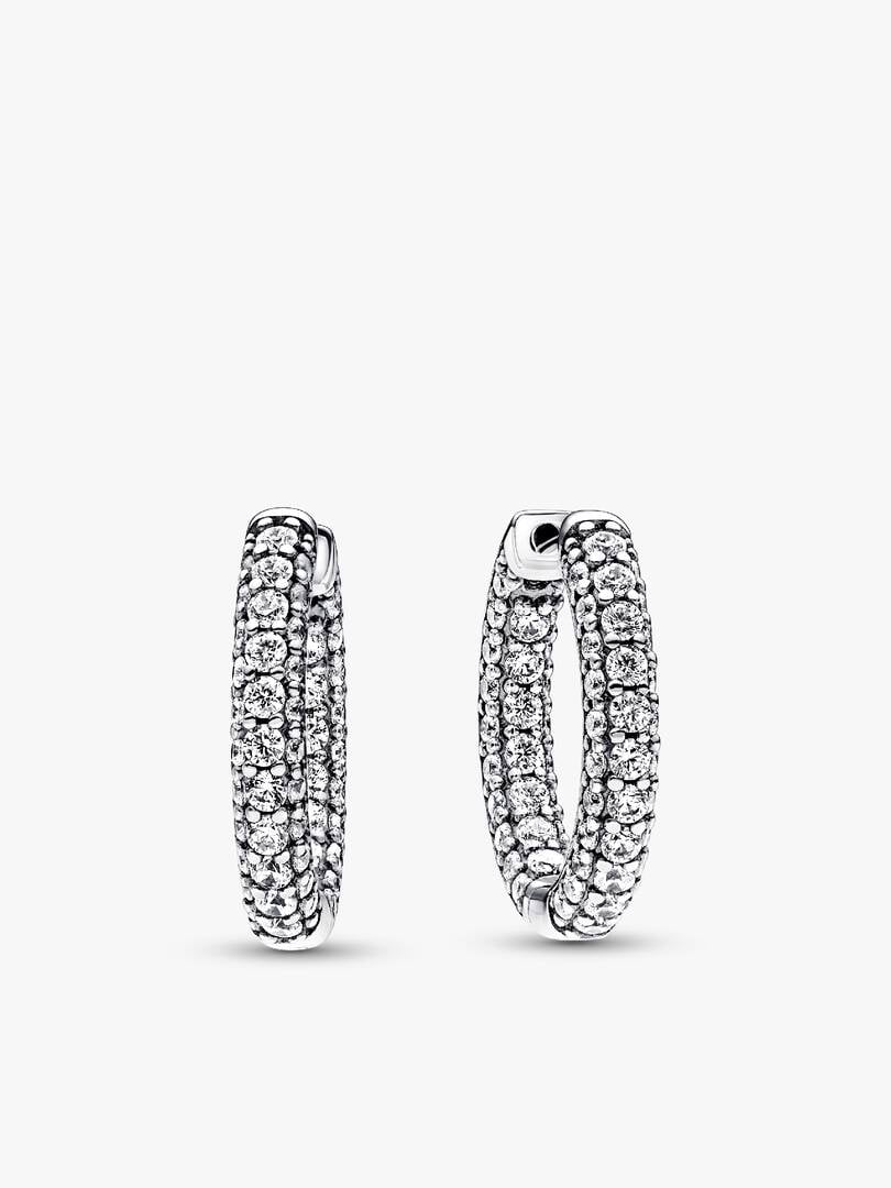 Pavé Round Necklace and Hoop Earrings Set 2 Quantity