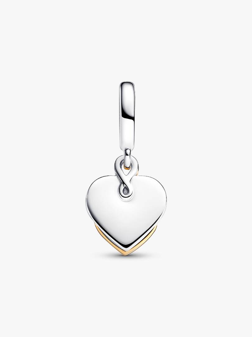 Lab-grown Diamond Engravable Mom Double Dangle Charm 0.009 ct TW, Sterling silver, 14k gold plating