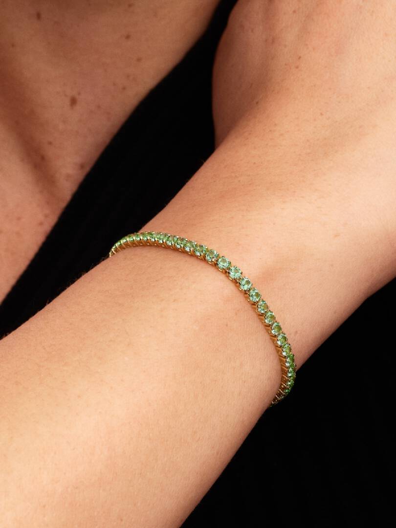 Sparkling Green Tennis Bracelet 14k gold plating