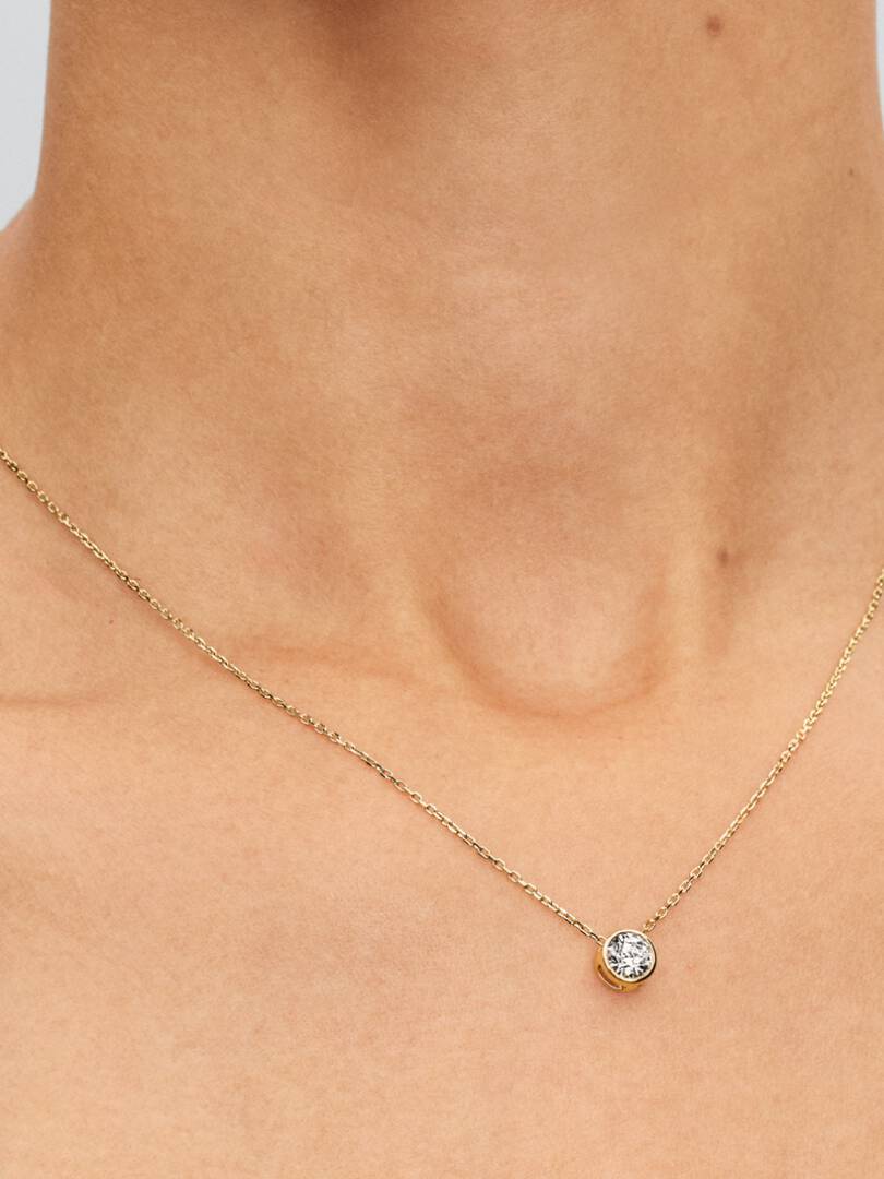Pandora Era Bezel Lab-Grown Diamond Pendant Necklace 0.50 ct TW, 14k gold