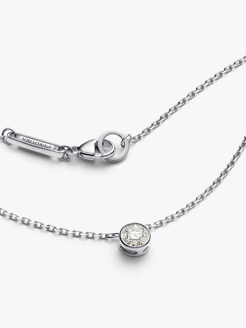 Pandora Era Bezel Sterling Silver Lab-grown Diamond Pendant Necklace 0.25 ct TW, Sterling silver