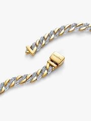 Two-tone Pavé Cuban Chain Bracelet Sterling silver, 14k gold plating