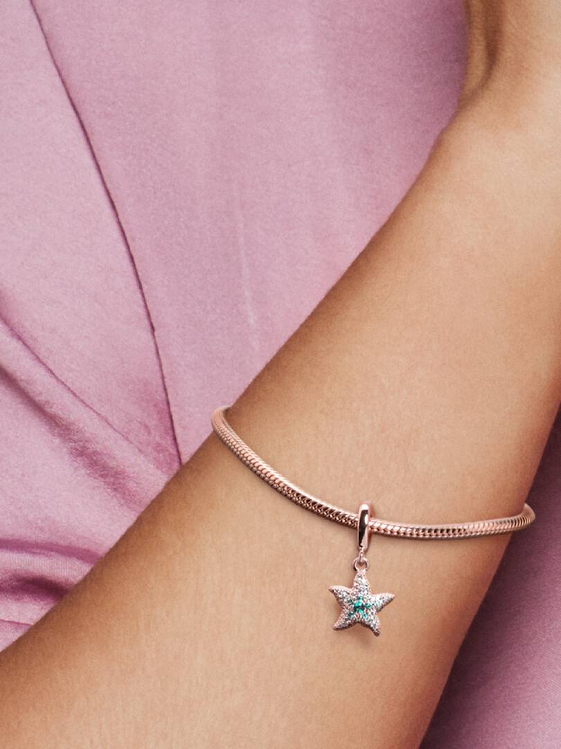 FINAL SALE - Sparkling Starfish Dangle Charm 14k rose gold plating
