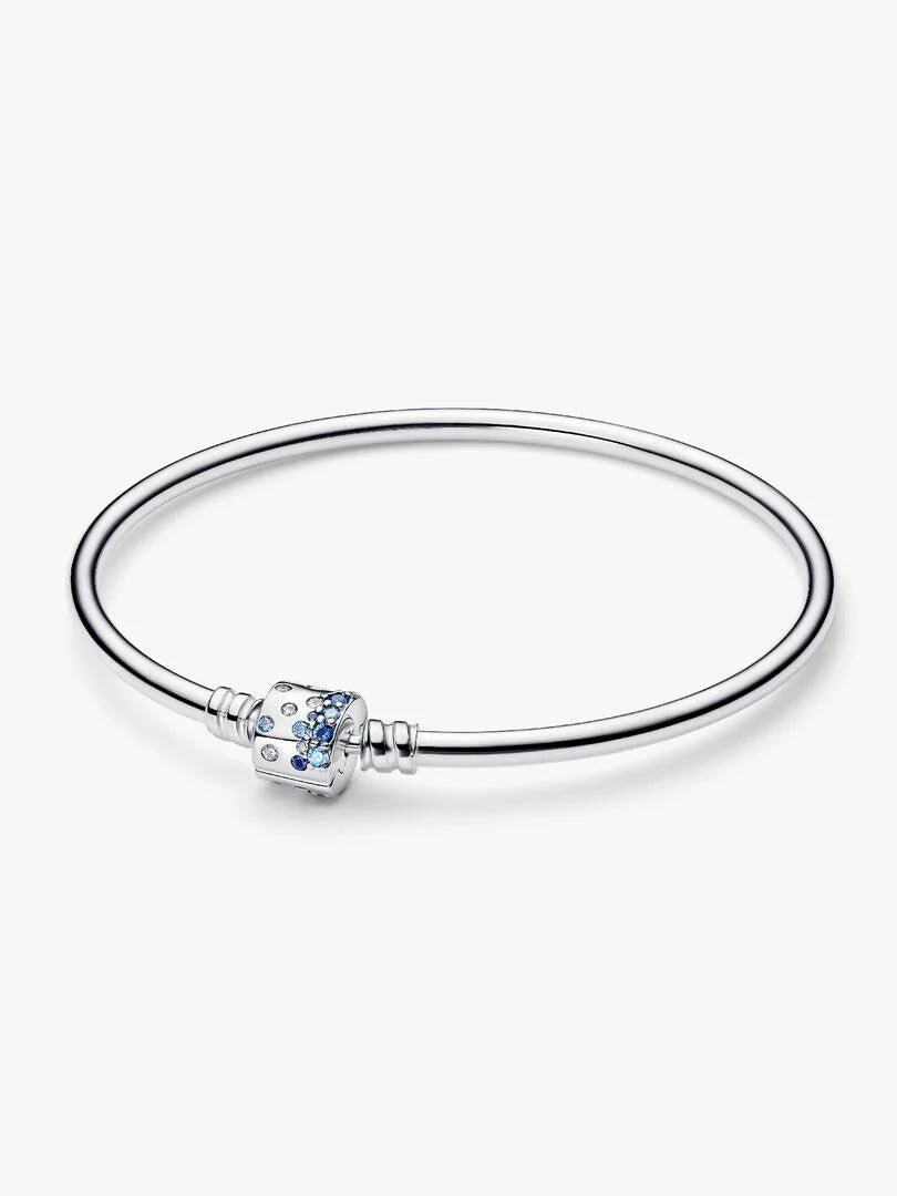 FINAL SALE - Sparkling Barrel Clasp Bangle Sterling silver