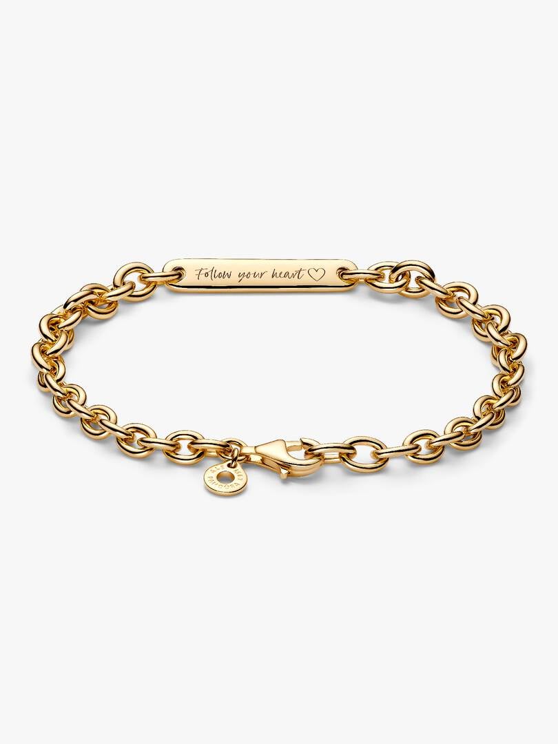 Engravable Bar Link Bracelet 14k gold plating