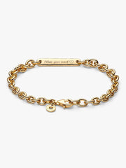 Engravable Bar Link Bracelet 14k gold plating