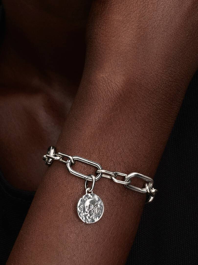 Skull Medallion Charm Sterling silver