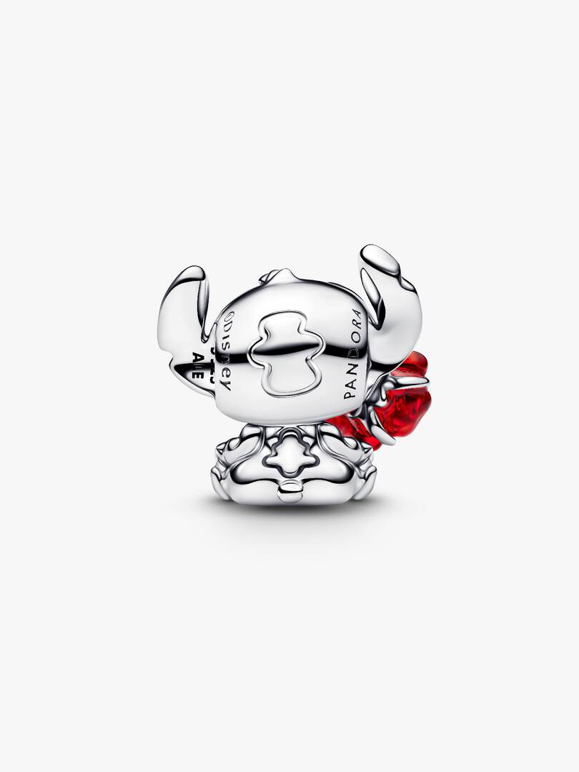 Disney Stitch Rose Murano Glass Charm Sterling silver
