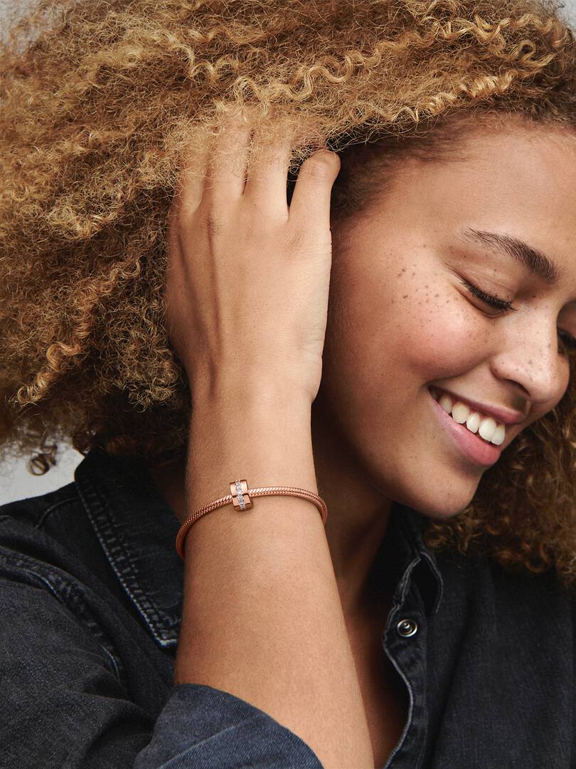 Sparkling Row Spacer Charm 14k rose gold plating