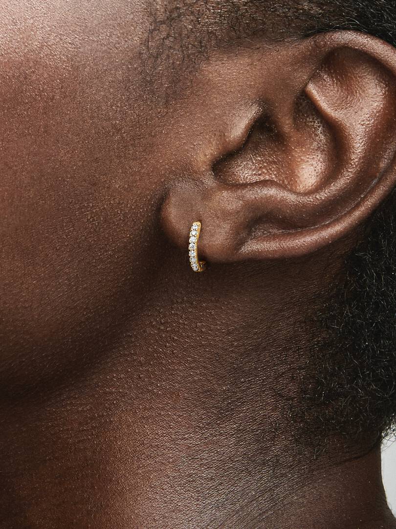 Sparkling Huggie Hoop Earrings 14k gold plating