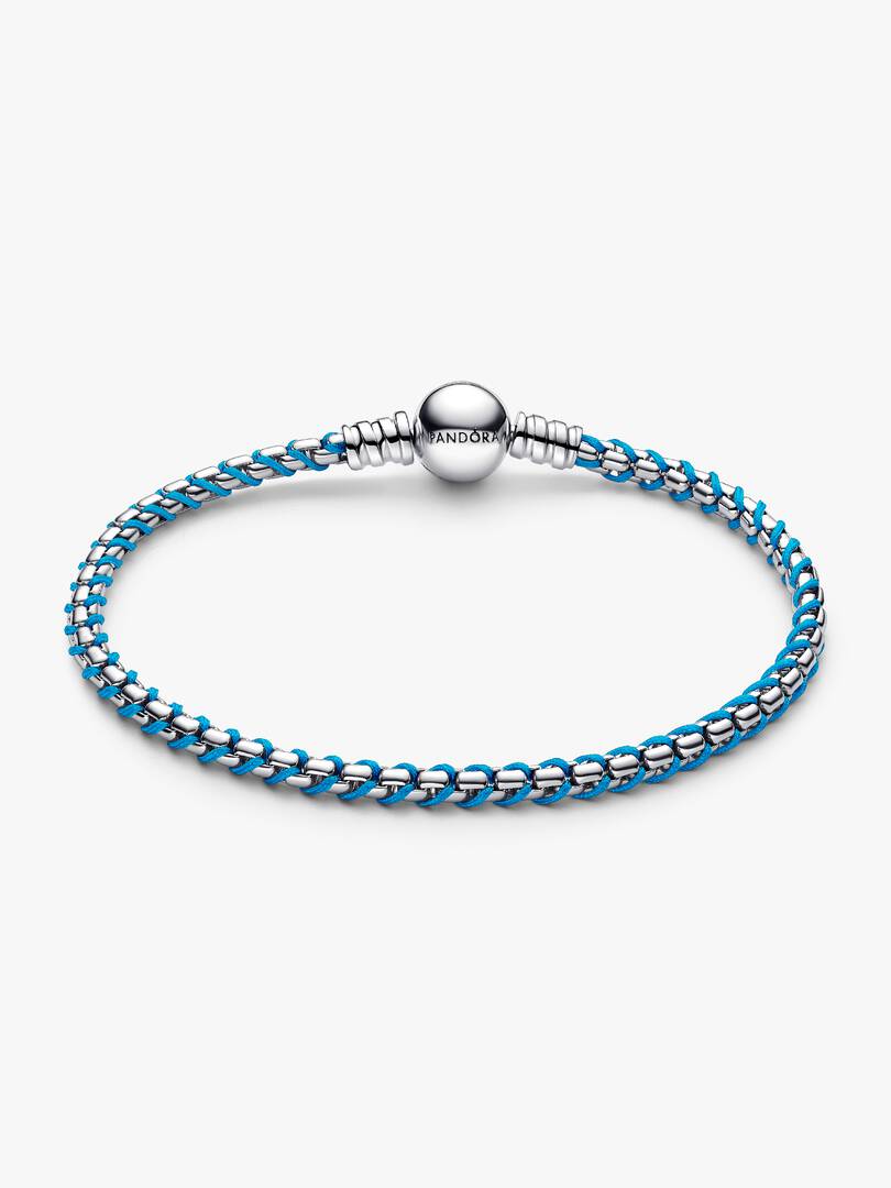 Blue Cord Snake Chain Bracelet Sterling silver