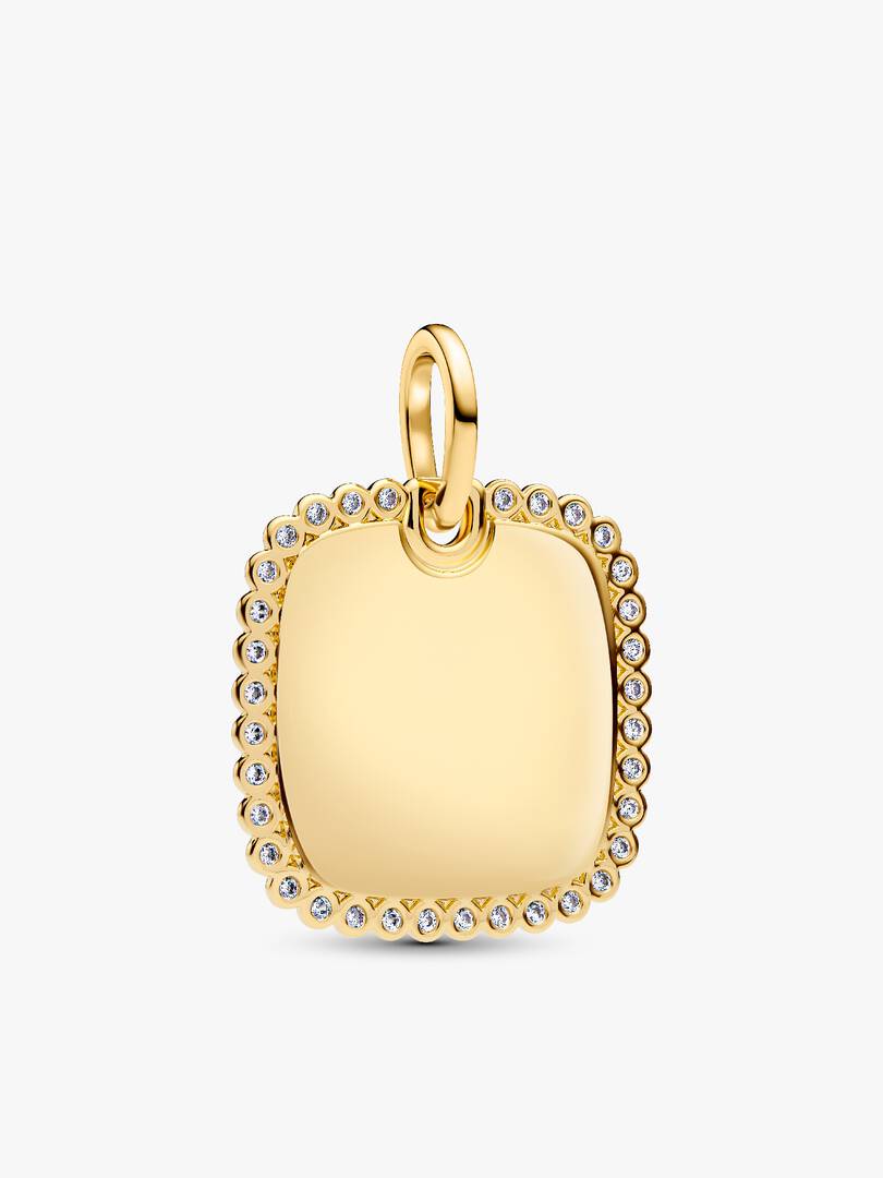Engravable Sparkling Square Tag Pendant Necklace 2 Quantity