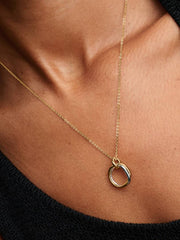 Organically Shaped Two-Tone Pendant Necklace Sterling silver, 14k gold plating