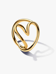 Organically Shaped Heart Ring 14k gold plating