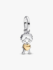 Happy Boy Dangle Charm Sterling silver, 14k gold plating