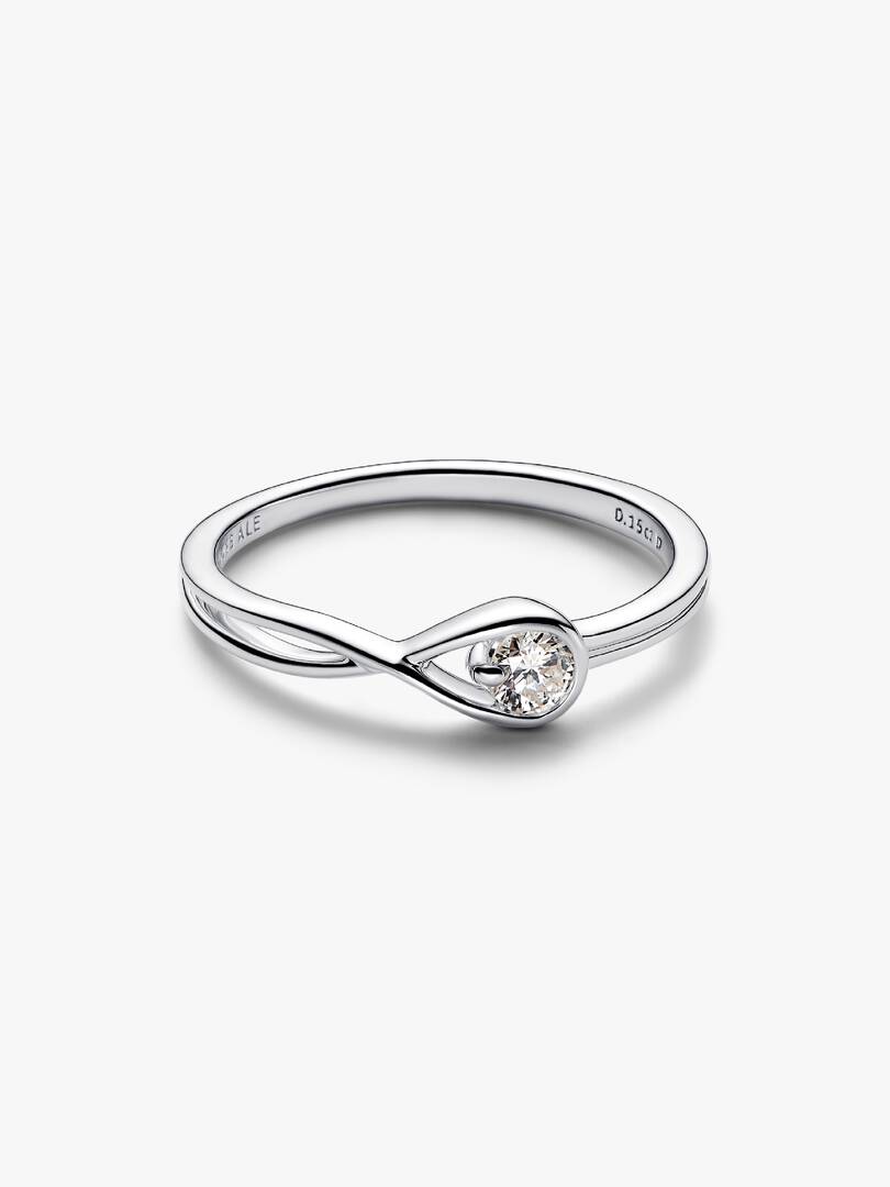 Pandora Infinite Sterling Silver Lab-grown Diamond Ring 0.15 ct TW, Sterling silver