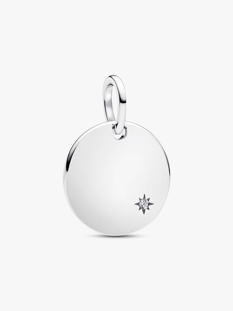 Engravable Lab-Grown Diamond Tag Pendant 0.012 ct TW, Sterling silver