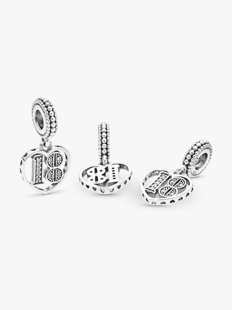 18th Celebration Dangle Charm Sterling silver