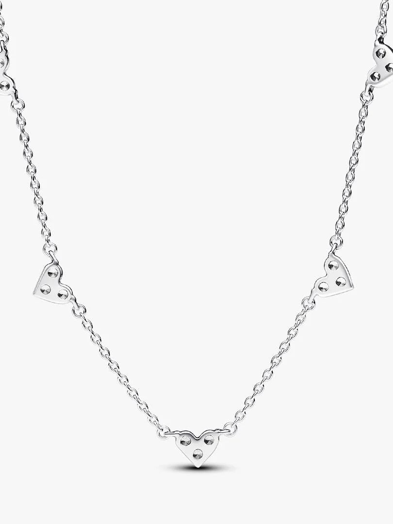 FINAL SALE - Triple Stone Heart Station Chain Necklace Sterling silver
