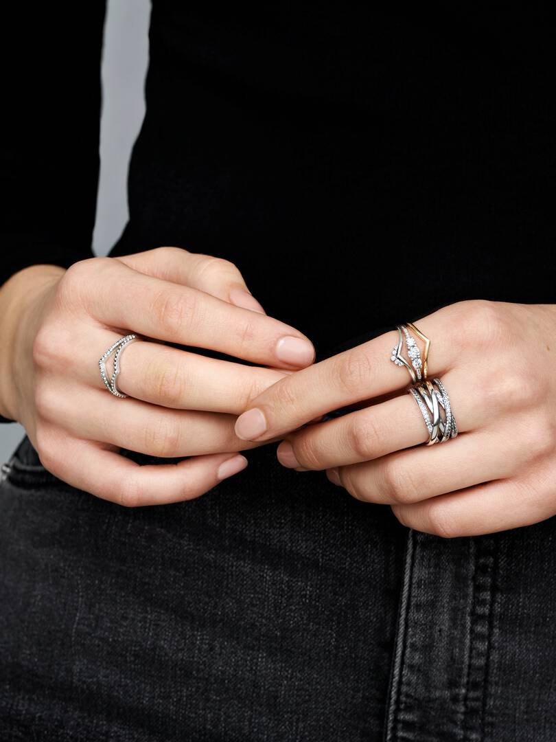 Sparkling Wishbone Ring Sterling silver