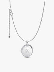 Engravable Sparkling Round Tag Pendant Necklace 2 Quantity