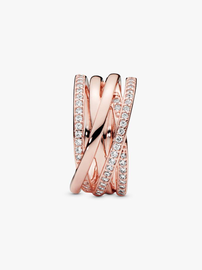 Sparkling & Polished Lines Ring 14k rose gold plating