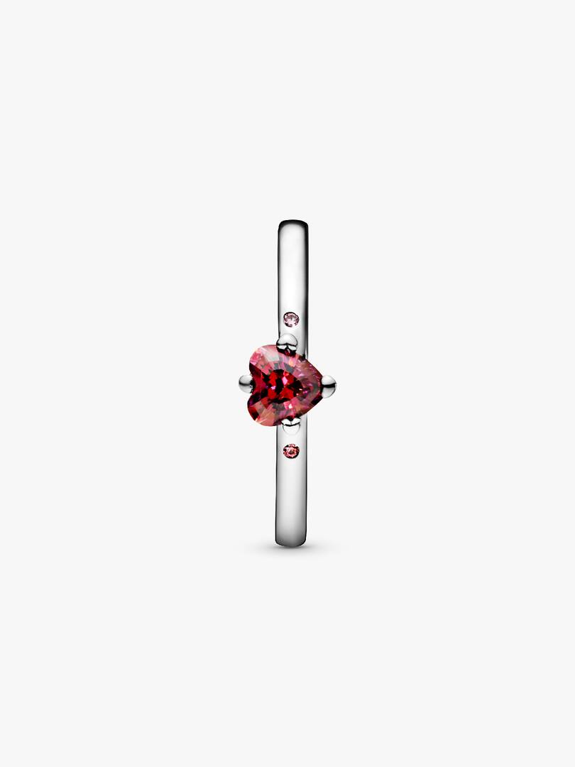 Sparkling Red Heart Ring Sterling silver
