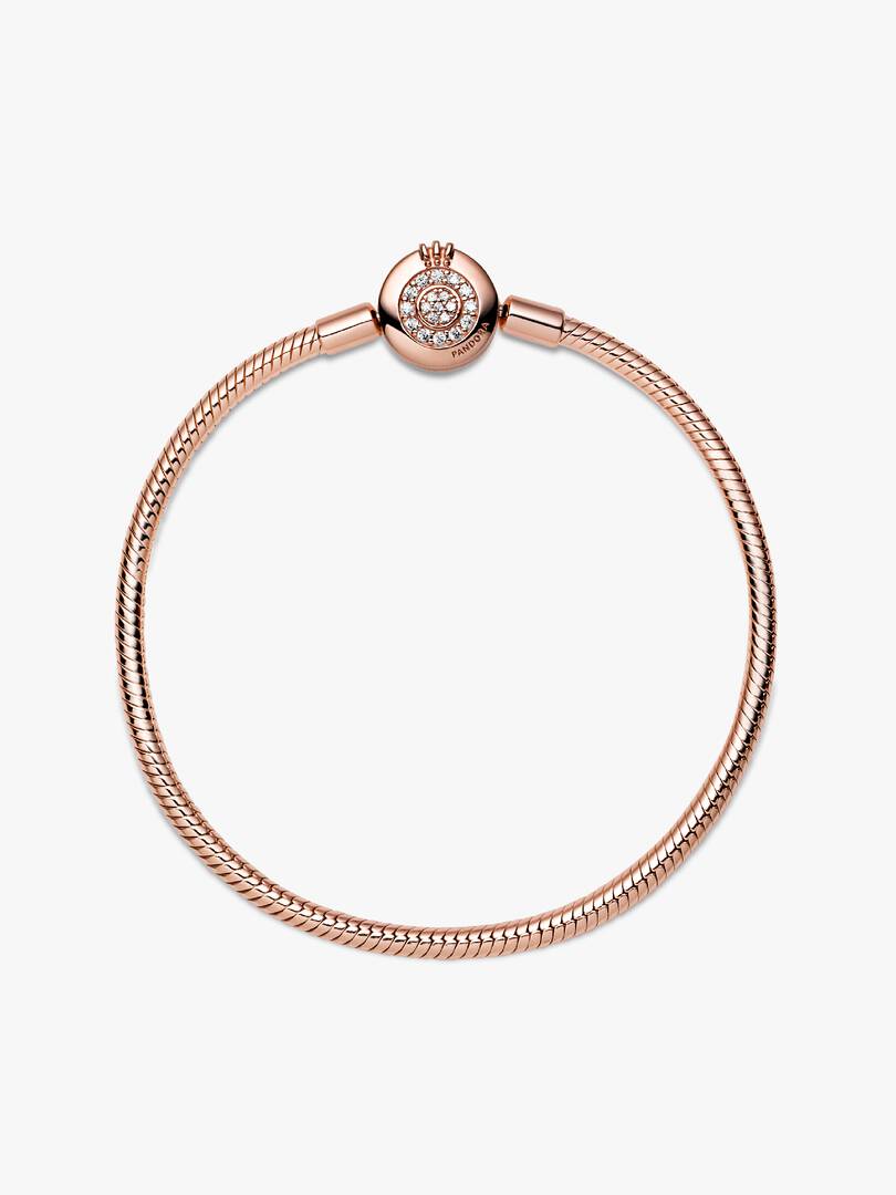 Pandora Moments Sparkling Crown O Snake Chain Bracelet 14k rose gold plating