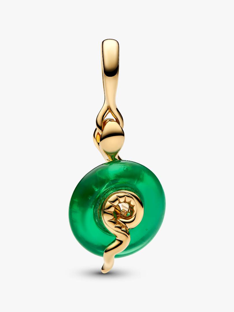 Snake Green Murano Glass Dangle Charm 14k gold plating