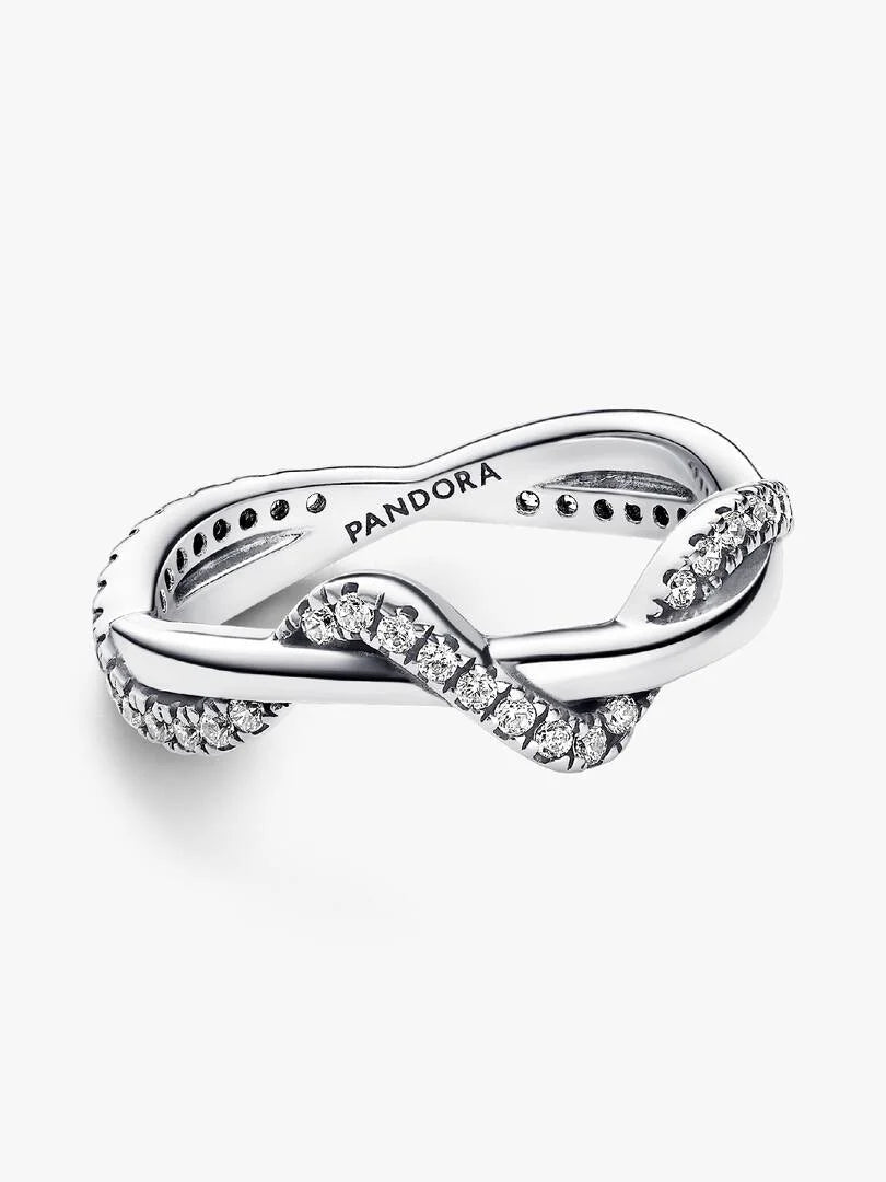 Sparkling Intertwined Wave Ring Sterling silver