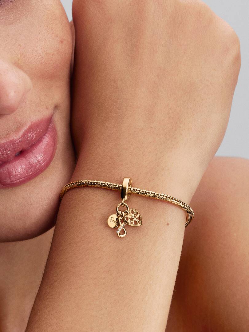 Family Infinity Triple Dangle Charm 14k gold plating