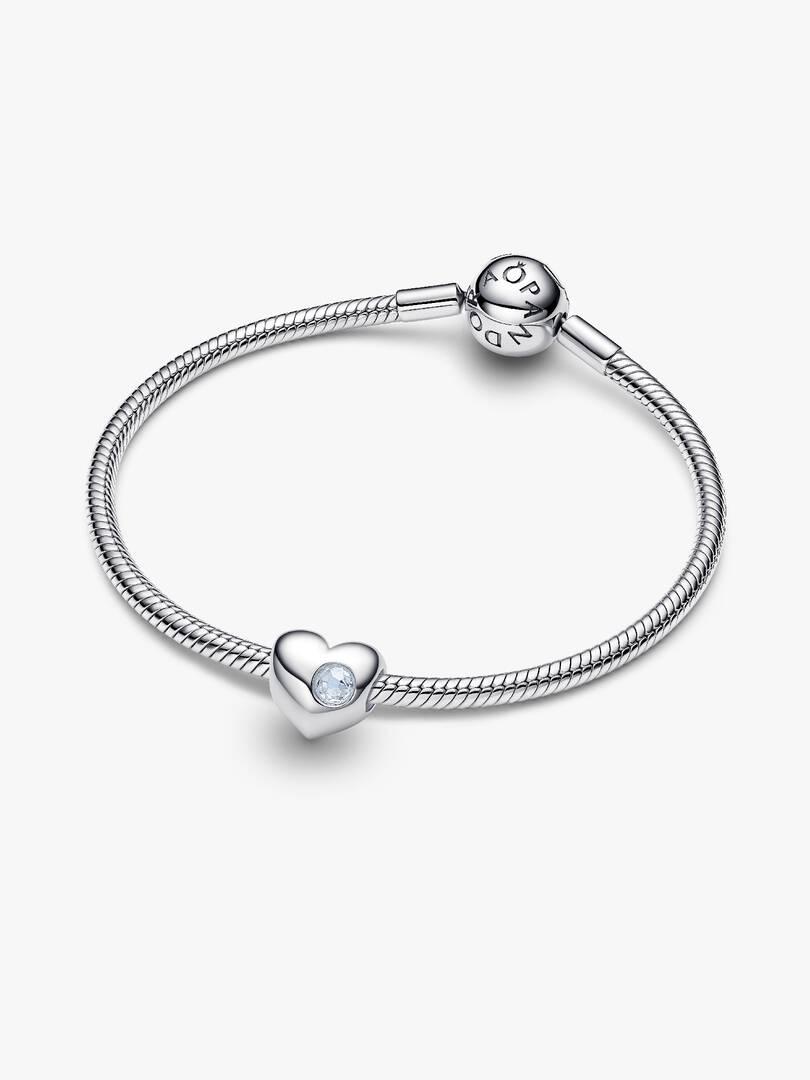 Engravable Sea Aqua Blue Stone Heart Charm Sterling silver