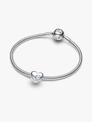 Engravable Sea Aqua Blue Stone Heart Charm Sterling silver