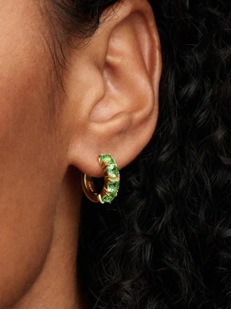 Green Hoop Earrings 14k gold plating