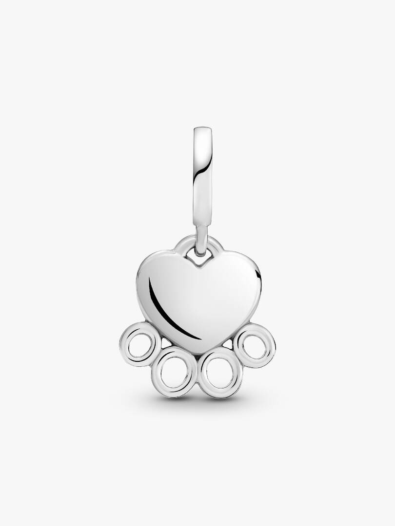 Hearts & Paw Print Dangle Charm Sterling silver