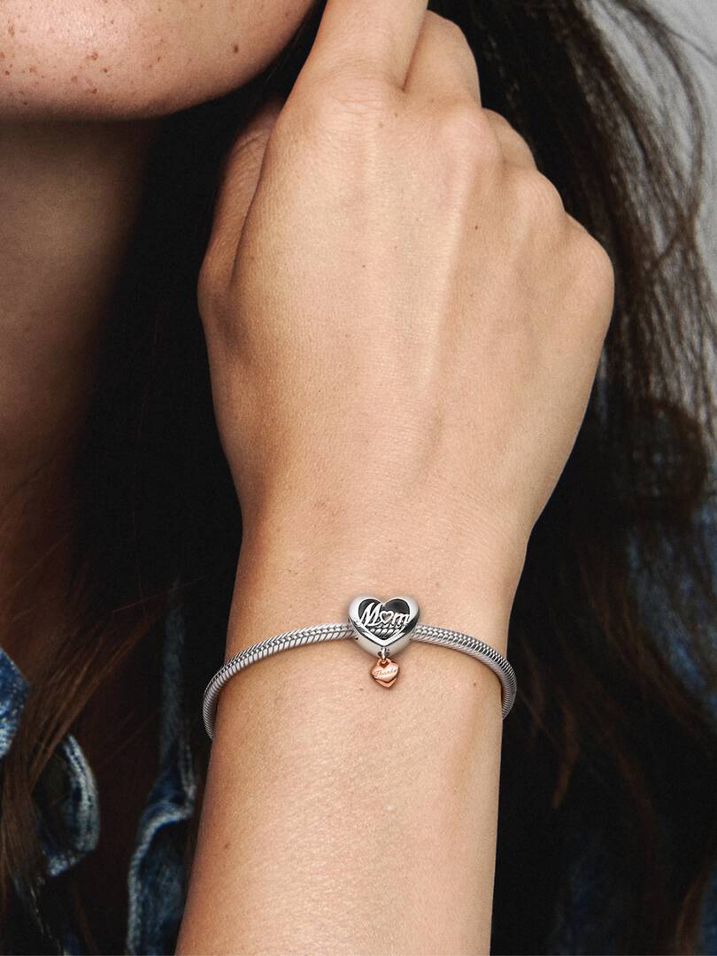 Thank You Mum Heart Charm Sterling silver, 14k rose gold plating