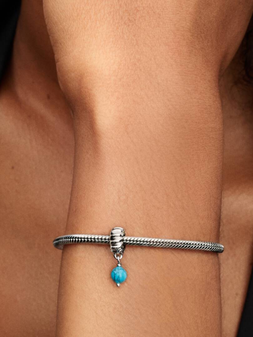 FINAL SALE - Turquoise-colored Dangle Charm Sterling silver