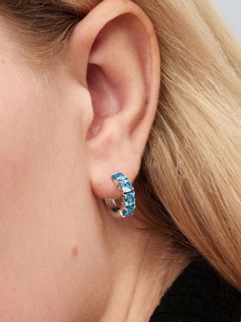 Light Blue Hoop Earrings Sterling silver